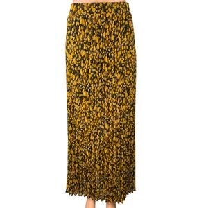 Ba&sh Lamba Pleated Multicolor Printed Chiffon Zipper Maxi A-Line Skirt Size 1